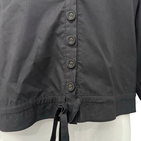 Cara Cara Black Cropped Collared Button Down Hutton Half Sleeve Top size XS - Picture 5 of 14